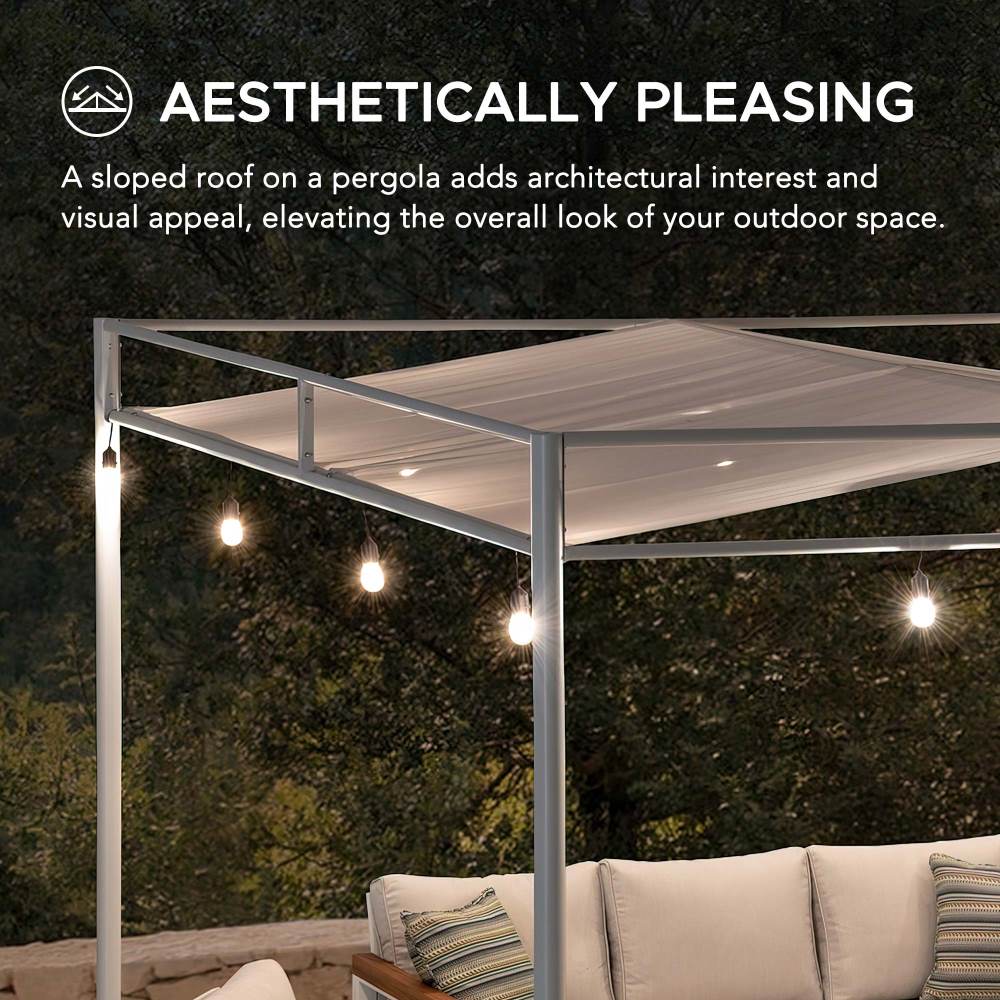 Darkeford Sling Canopy Metal Pergola 10' x 10' - White - Image 6