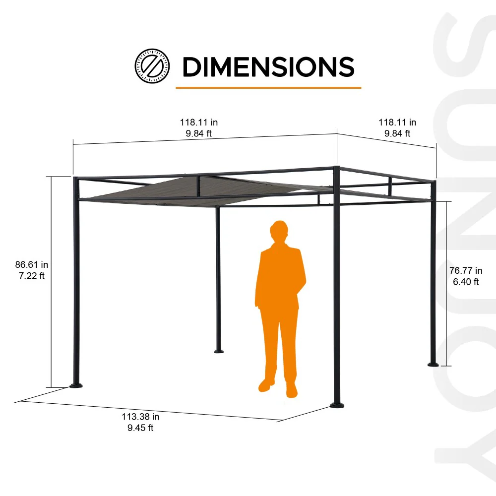 Darkeford Sling Canopy Pergola 10' x 10' - Shadow Black - Image 3