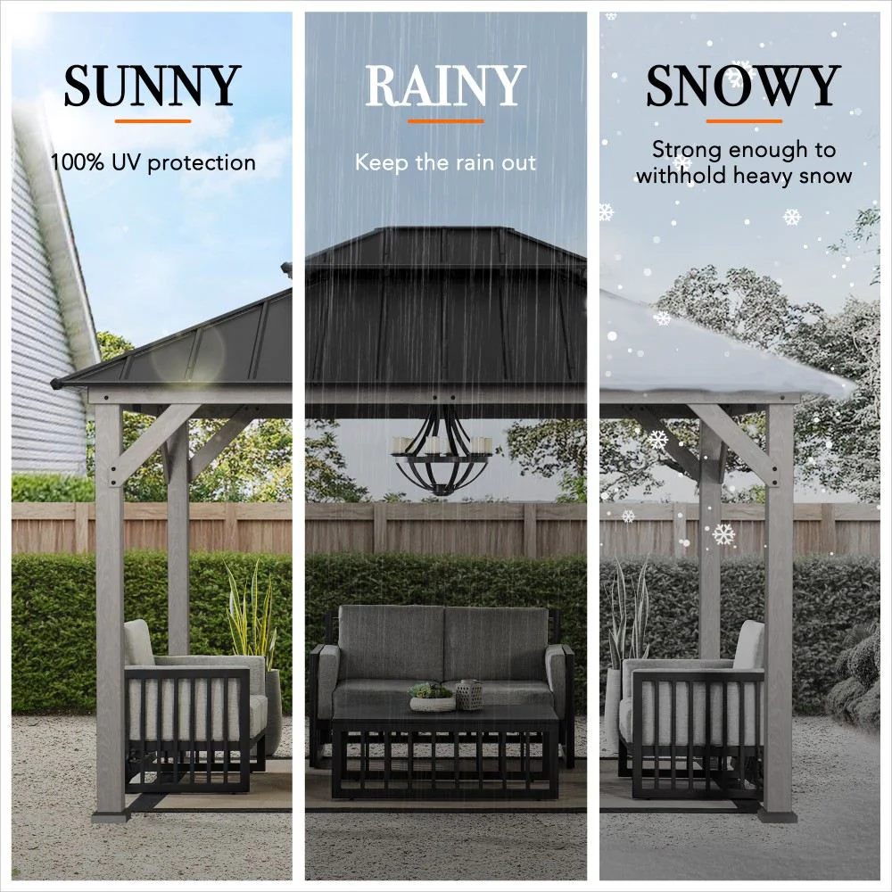 Double-Tier Cedar Gazebo 10' x 12' - Driftwood Cedar - Image 10