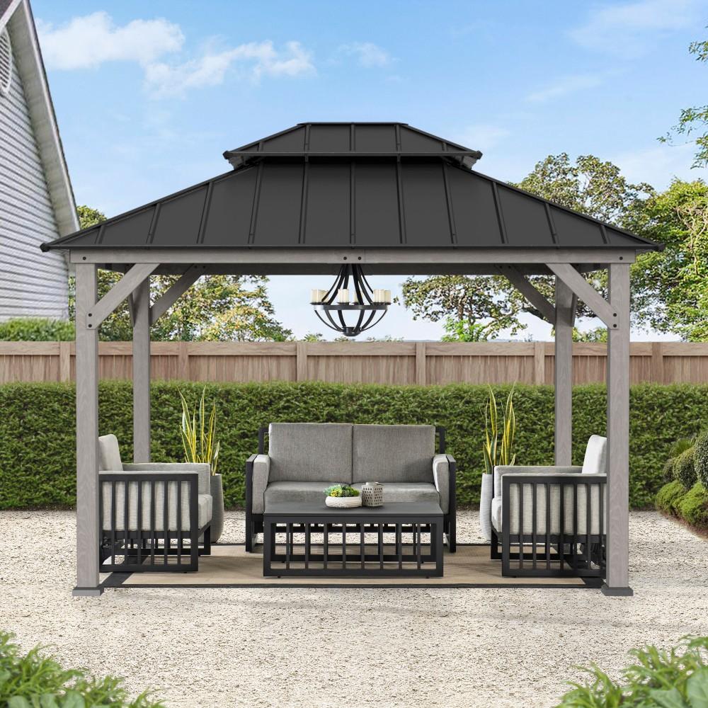 Double-Tier Cedar Gazebo 10' x 12' - Driftwood Cedar - Image 12