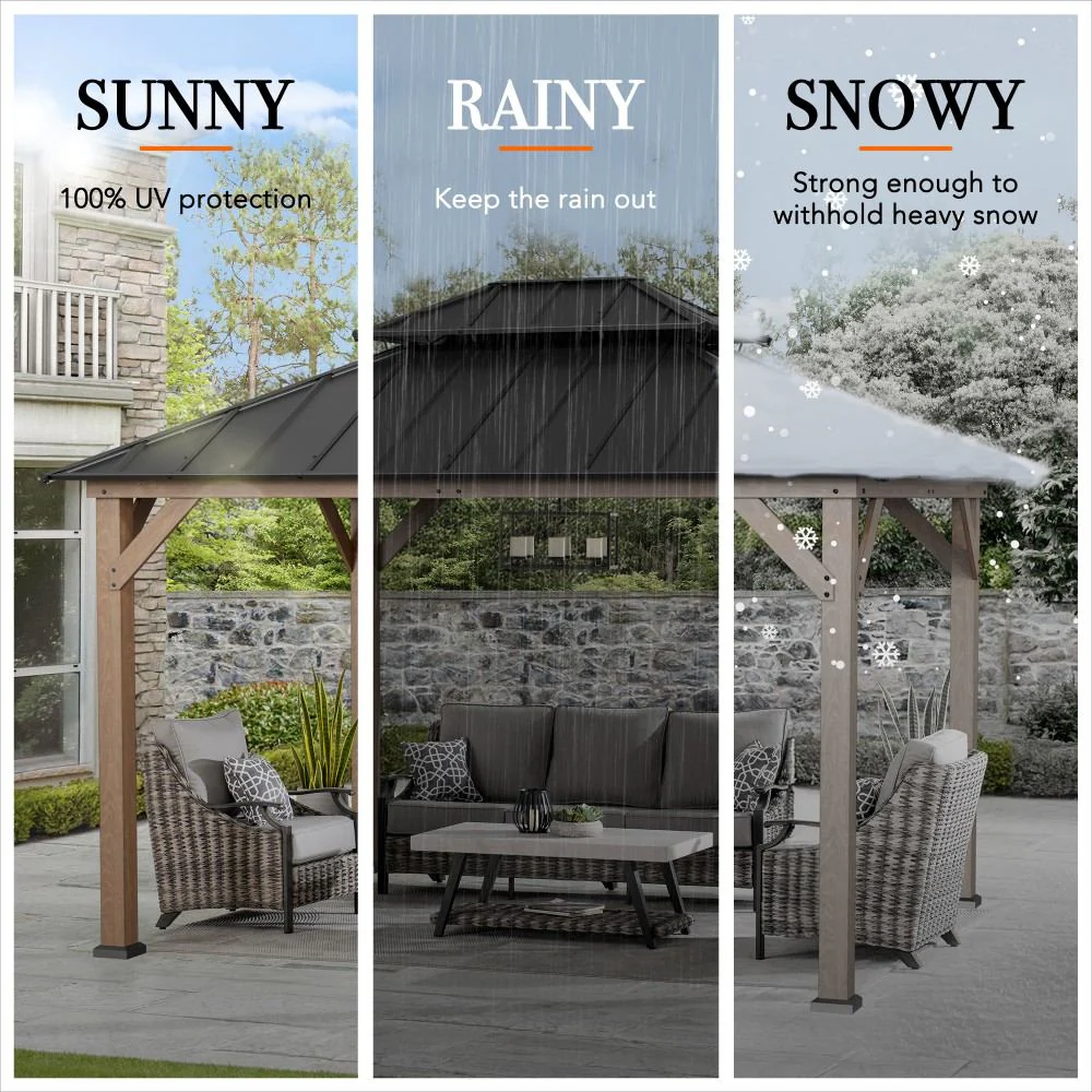 Double-Tier Cedar Gazebo 10' x 12' - Weathered Cedar - Image 10