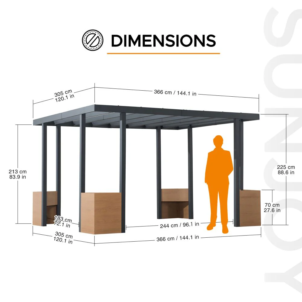 Modern Planter Pergola 10' x 12' - Matte Black - Image 3