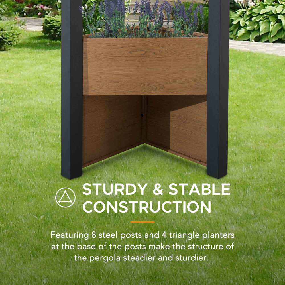Modern Planter Pergola 10' x 12' - Matte Black - Image 5