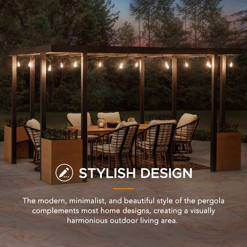Modern Planter Pergola 10' x 12' - Matte Black - Image 7