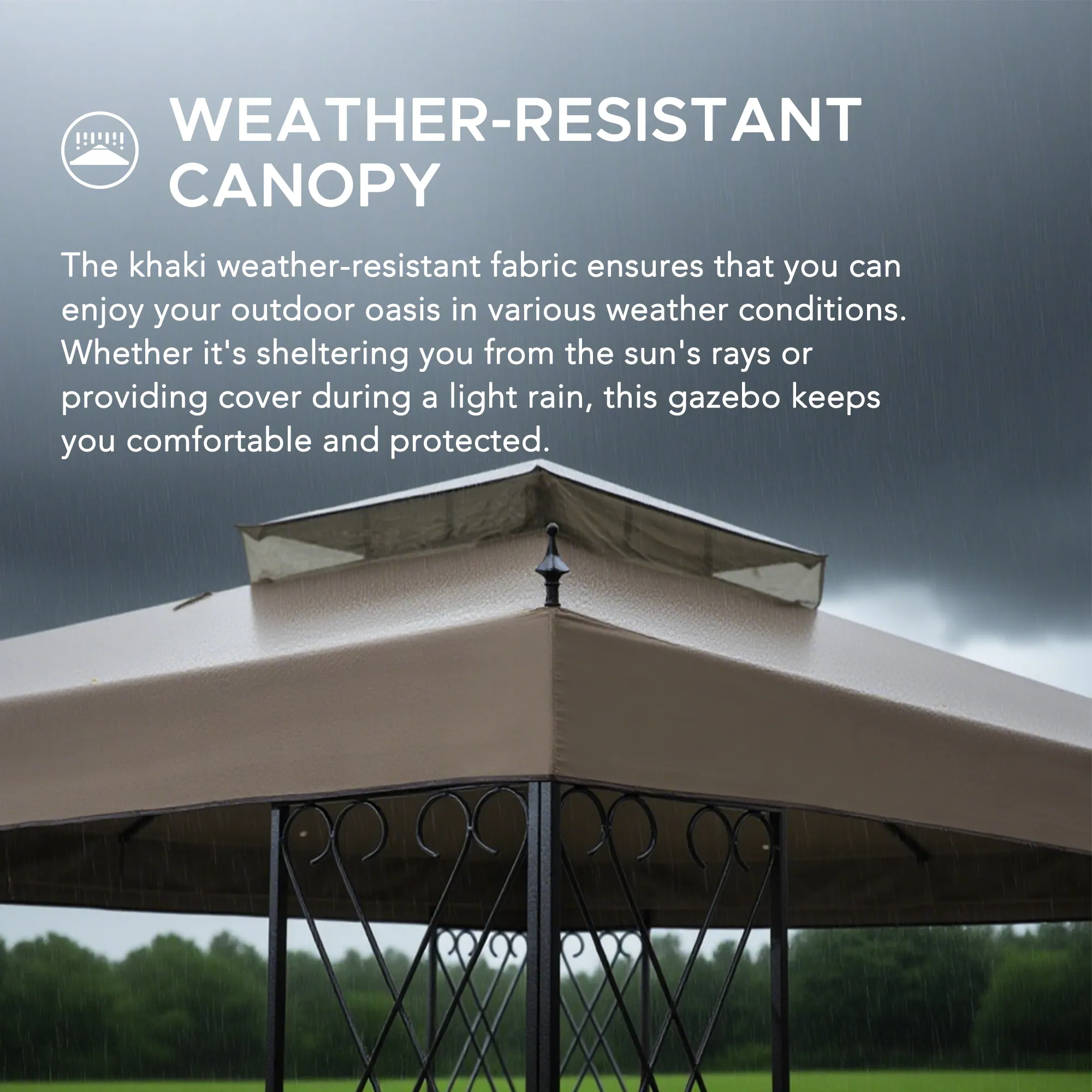 Solis Horizon Double-Tier Soft-Top Gazebo 10' x 12' - Desert Khaki - Image 4