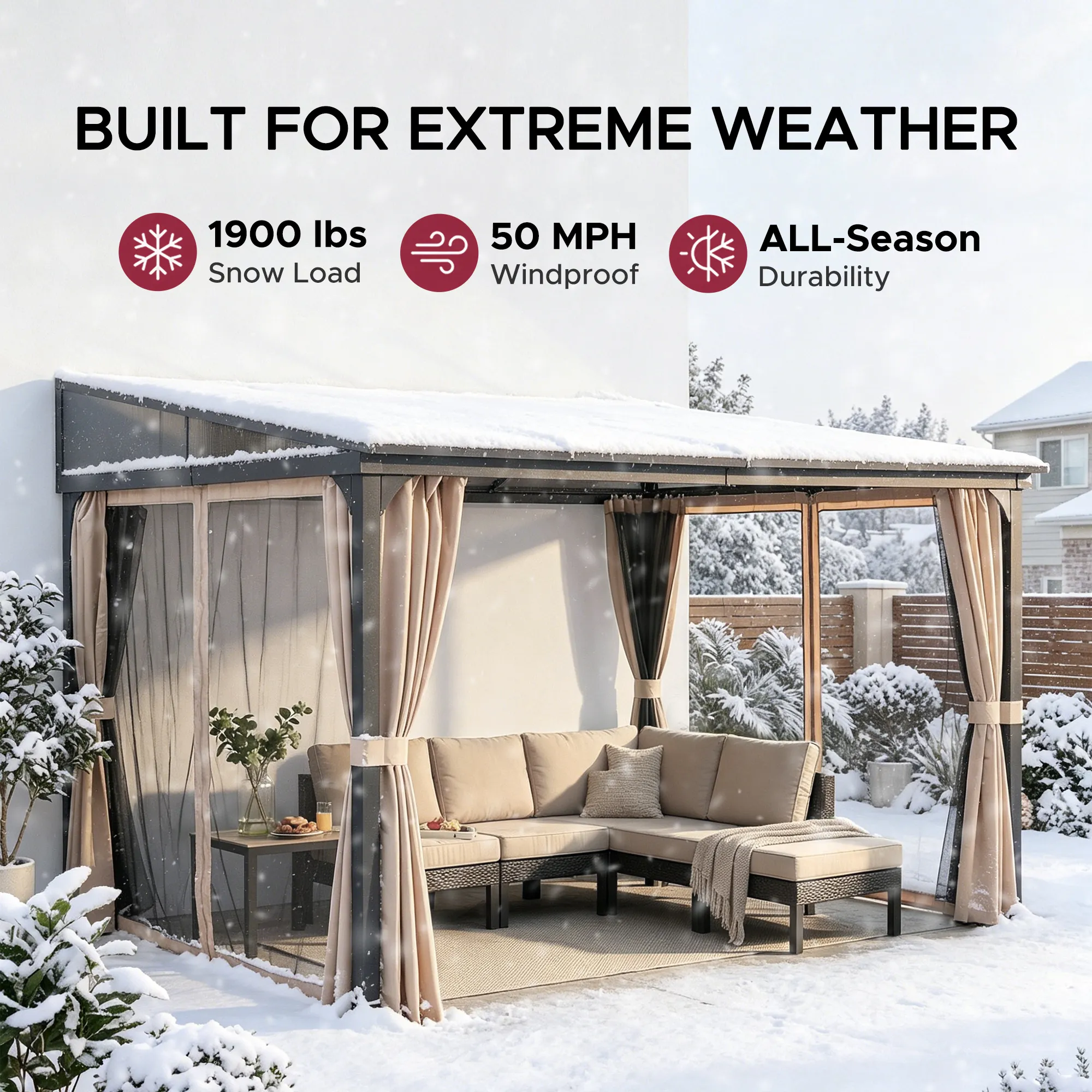 Vista PC-Roof Wall-Mounted Gazebo, 10x12 - Image 7