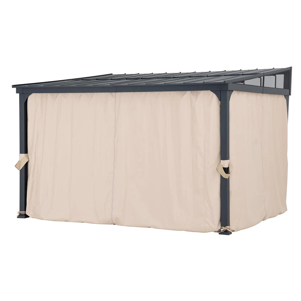 SUNJOY 10x12 Metal Roof Lean to Gazebo, Wall Mounted Gazebo with Curtains and Netting - Image 11
