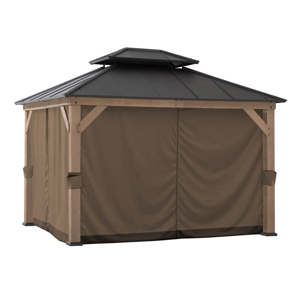 Gazebo Privacy Curtains for 10 ft. x 12 ft. Wooden Gazebo - Brown