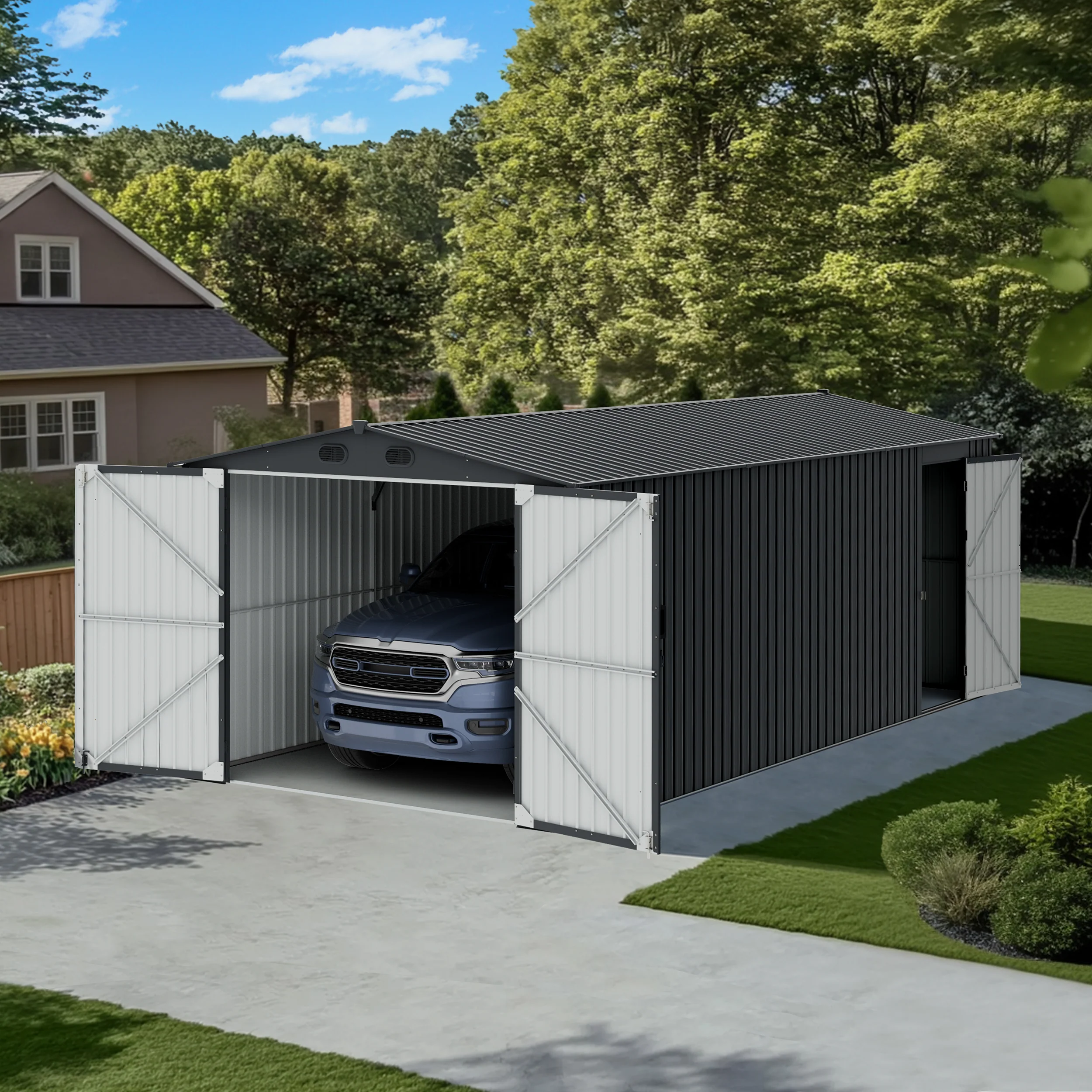 Fortress Secure Storage Shed - Dark Gray, 10x20