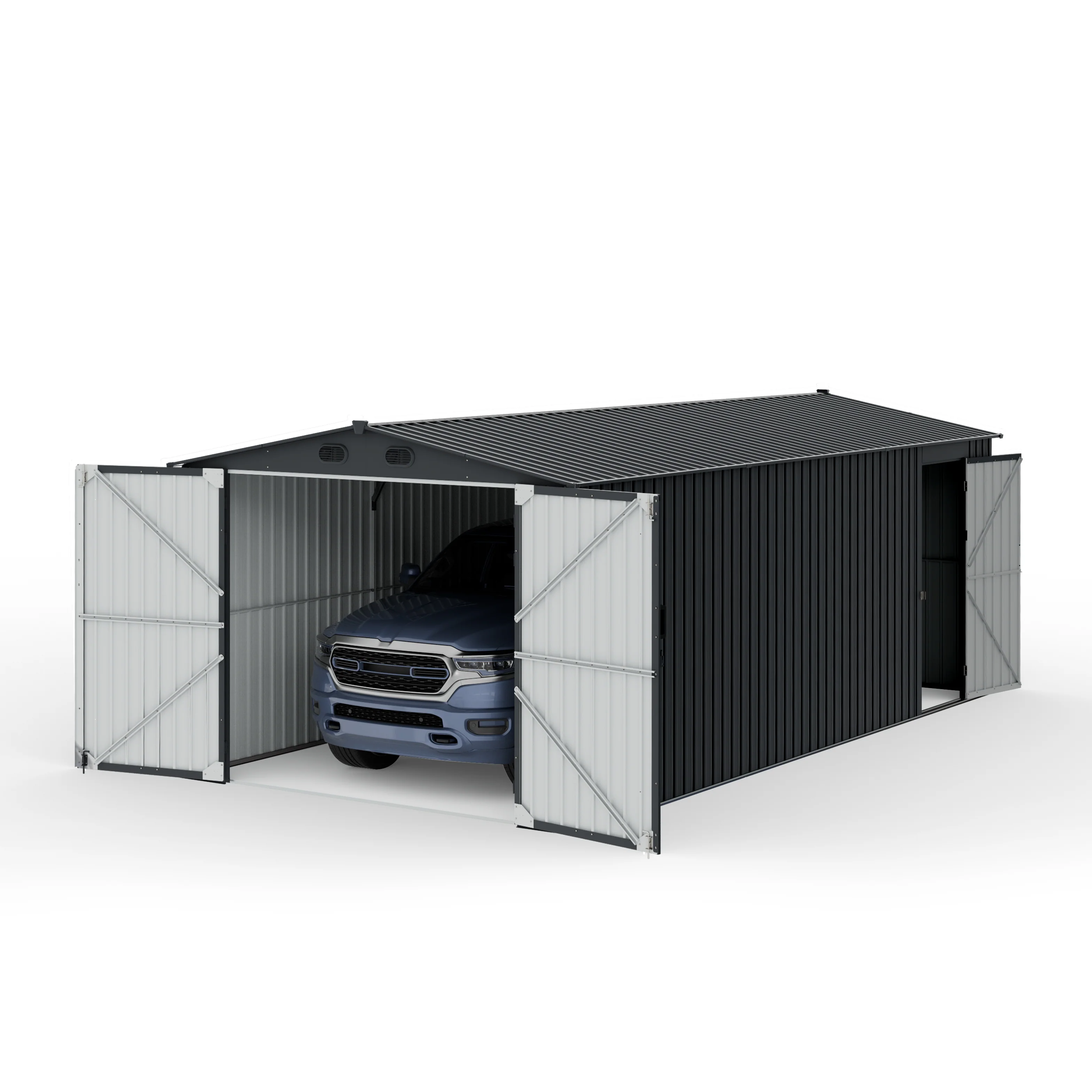 Fortress Secure Storage Shed - Dark Gray, 10x20 - Image 2