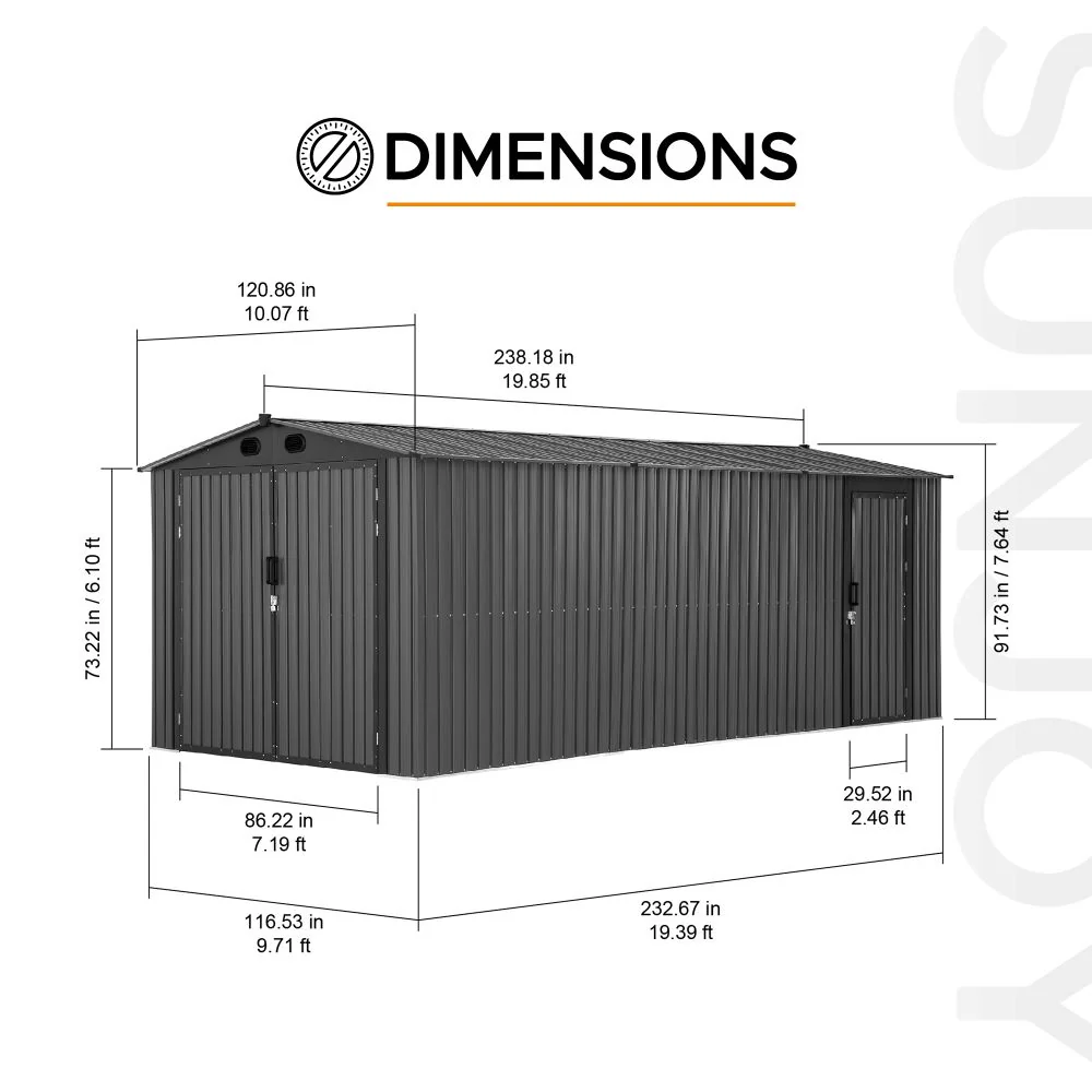 Fortress Secure Storage Shed - Dark Gray, 10x20 - Image 3