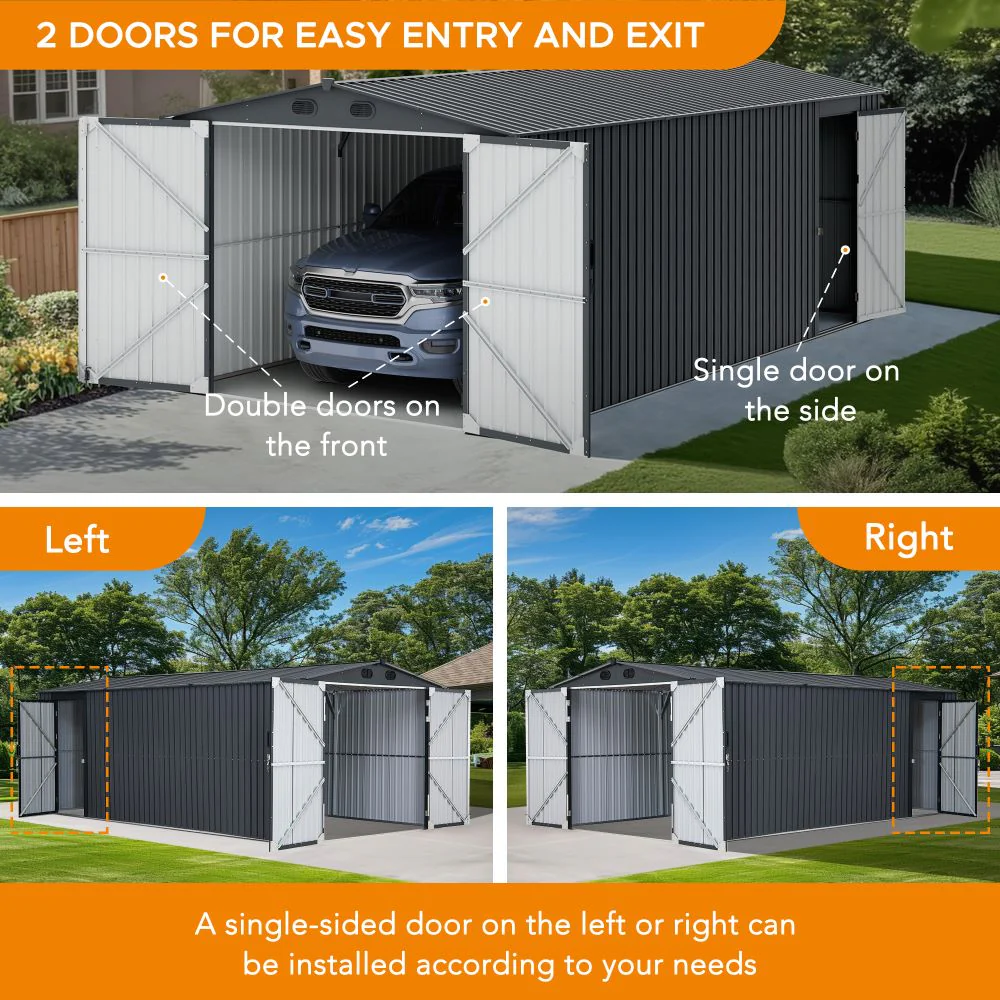Fortress Secure Storage Shed - Dark Gray, 10x20 - Image 4