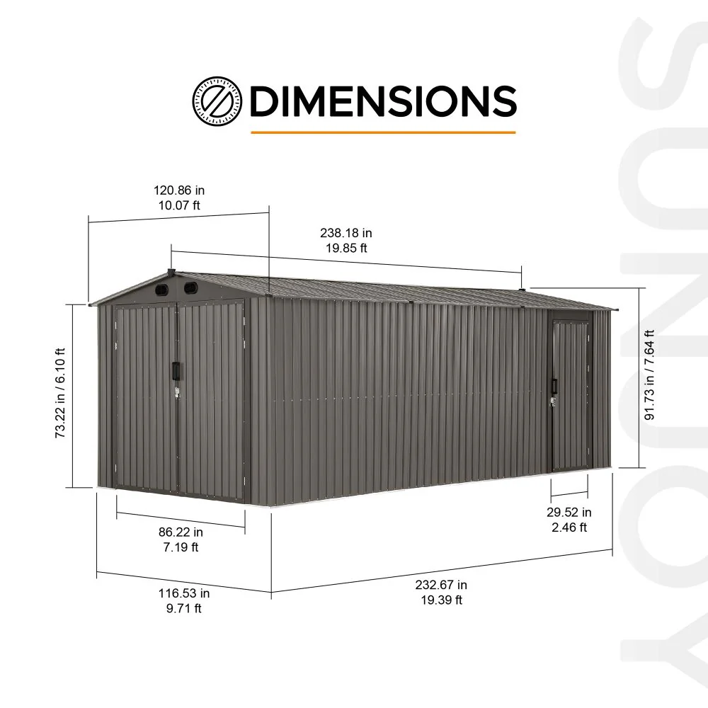 Fortress Secure Storage Shed - Light Gray, 10x20 - Image 3