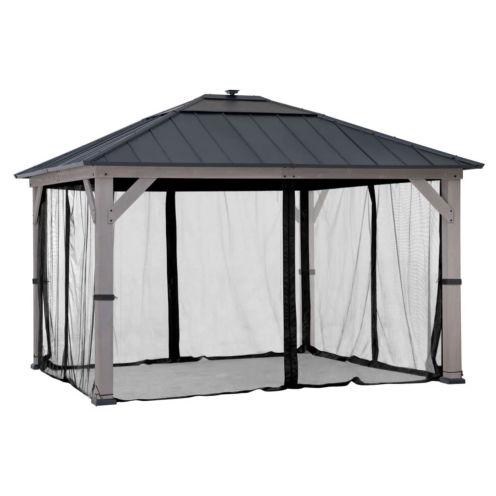 Gazebo Mosquito Netting Screen For 11 ft. x 13 ft. Wooden Gazebos - Black