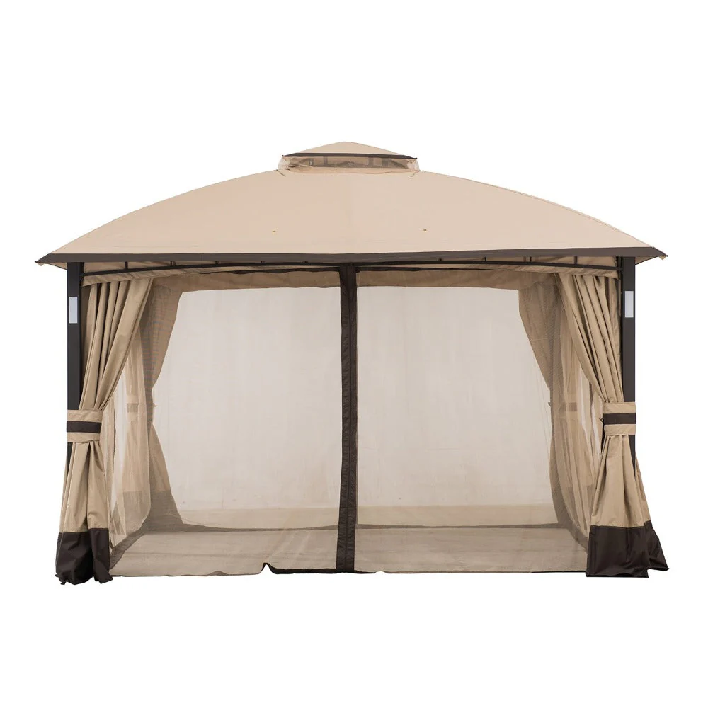 Gazebo Mosquito Netting For 11' x 13' Moorehead Steel Patio Gazebo - Light Tan
