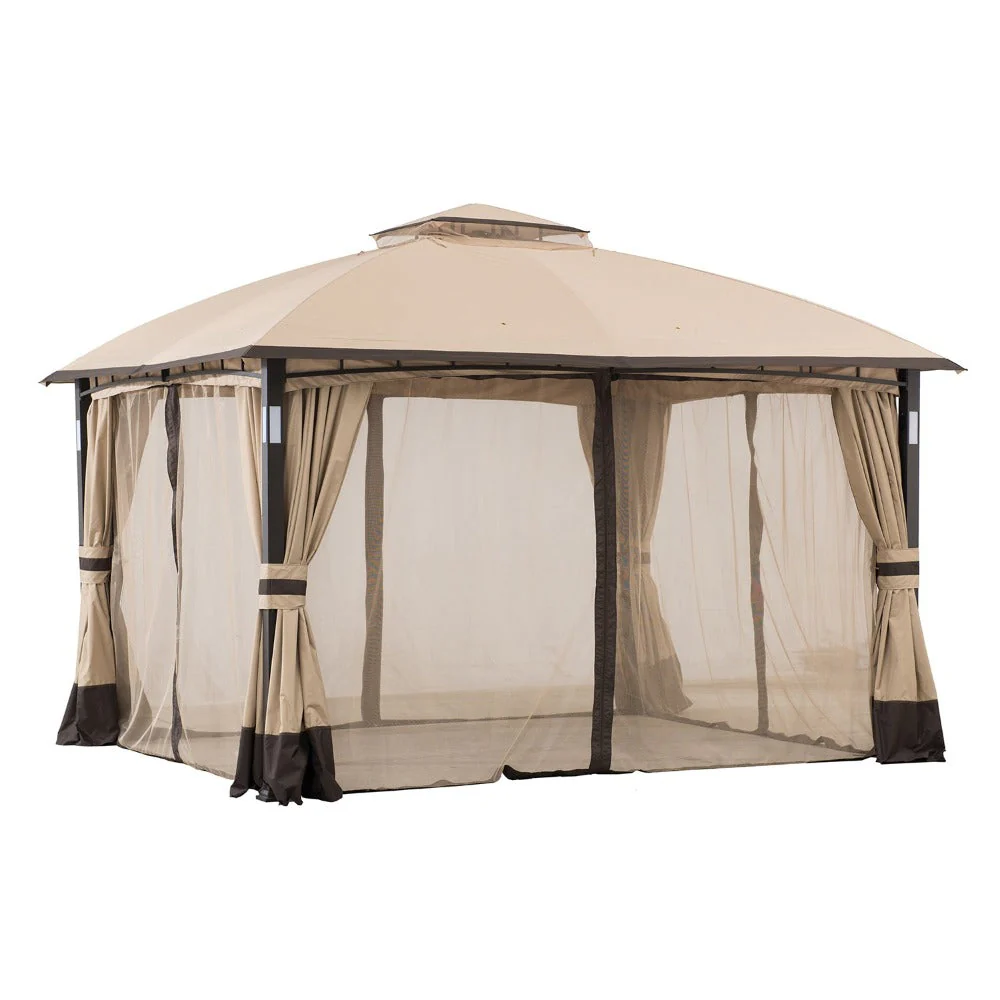 Gazebo Mosquito Netting For 11' x 13' Moorehead Steel Patio Gazebo - Light Tan - Image 2