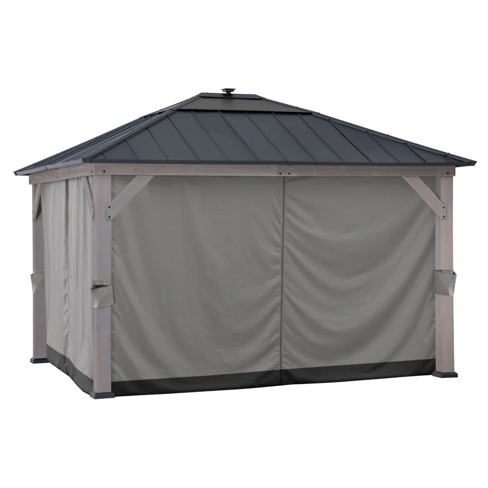 Four-Side Privacy Gazebo Curtain Set for 11 ft. x 13 ft. Gazebo - Gray