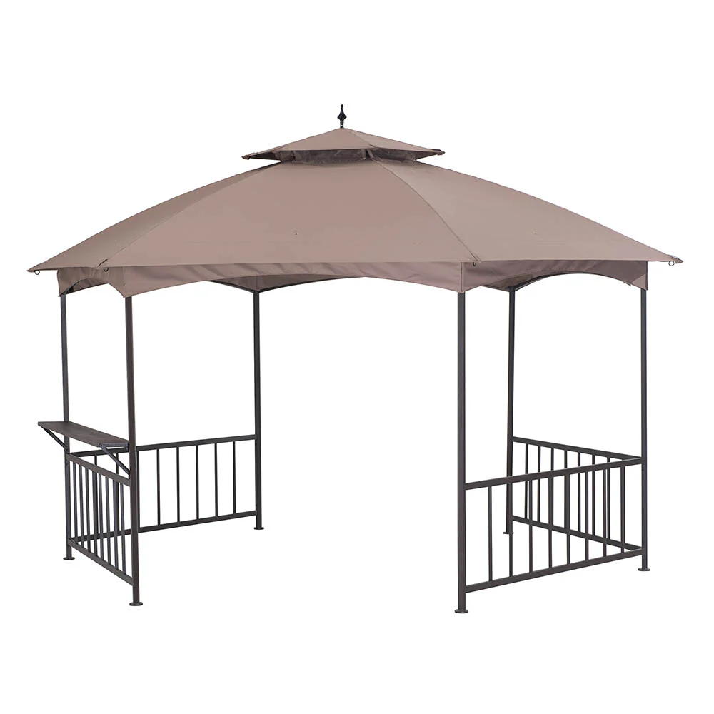 Solis Horizon Hexagonal Soft-Top Gazebo 11' x 13' - Chestnut Brown - Image 10