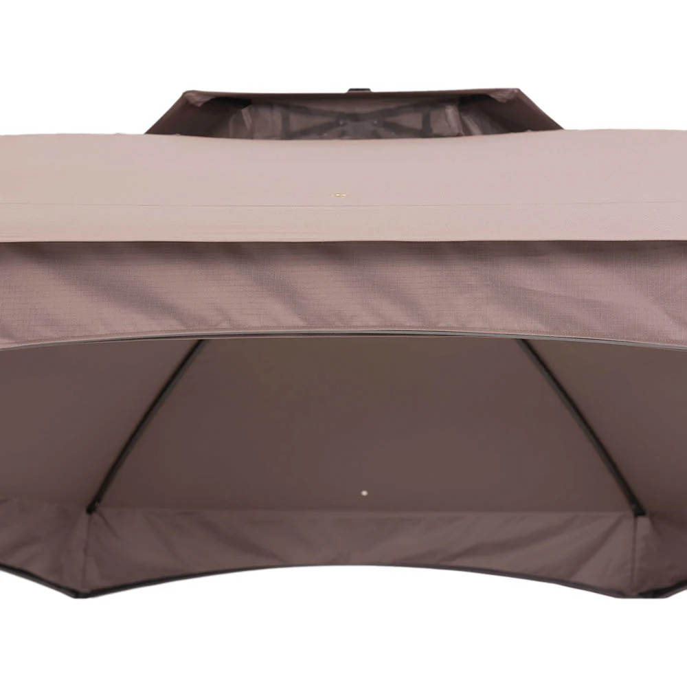 Solis Horizon Hexagonal Soft-Top Gazebo 11' x 13' - Chestnut Brown - Image 5
