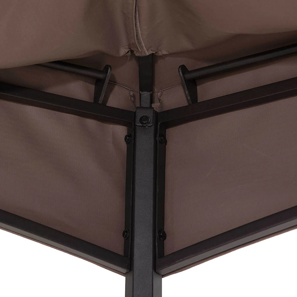 Solis Horizon Hexagonal Soft-Top Gazebo 11' x 13' - Chestnut Brown - Image 6