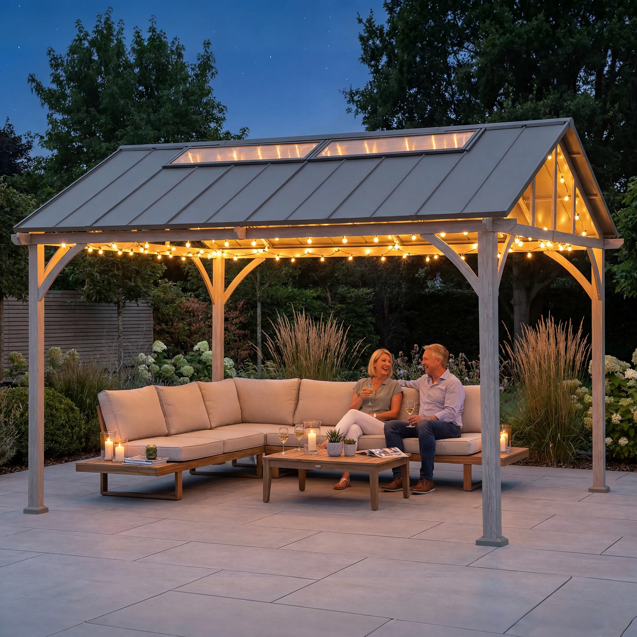Extra-Tall Hardtop Gazebo 11' x 13' - Wood Finish - Image 2