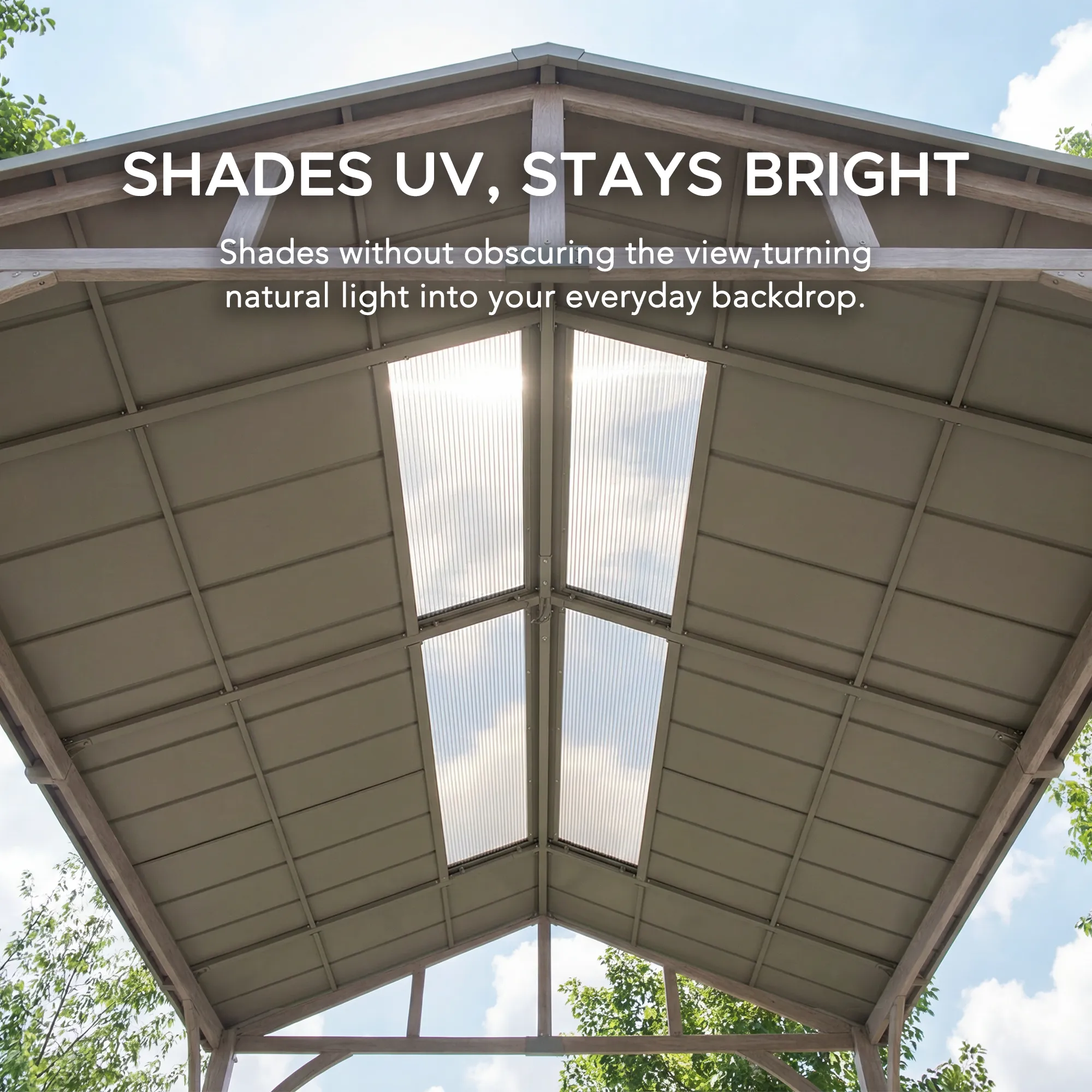 Extra-Tall Hardtop Gazebo 11' x 13' - Wood Finish - Image 5