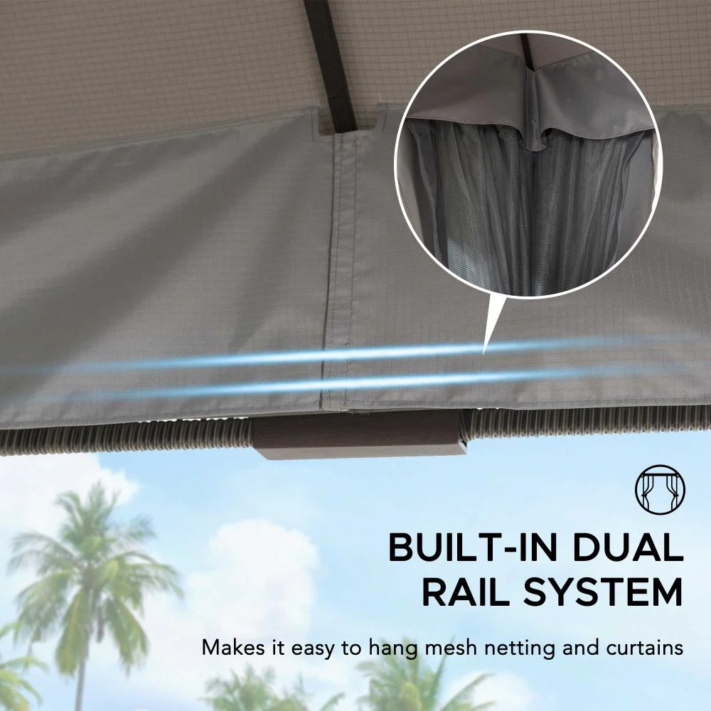 Double-Tier Premium Soft-Top Gazebo 11' x 13' - Dove Gray - Image 11
