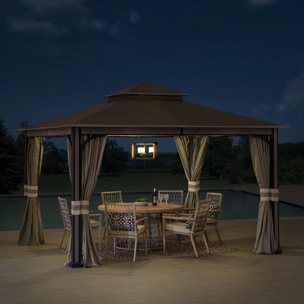 Double-Tier Soft-Top Patio Gazebo 11' x 13' - Harbor Gray - Image 18