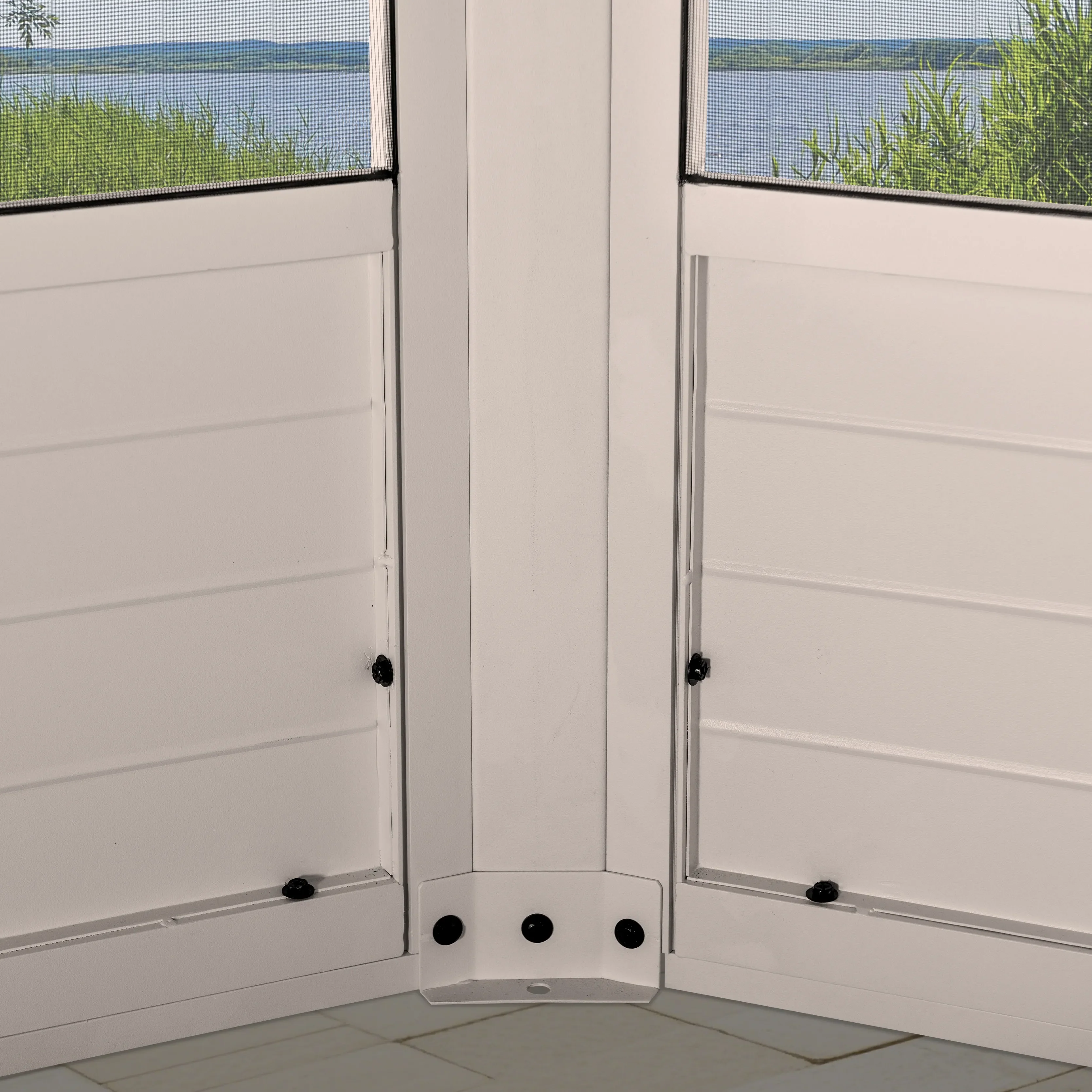 SUNJOY 12 ft. x 16 ft. Cape Blue Hardtop Screenhouse - White/Tan - Image 12