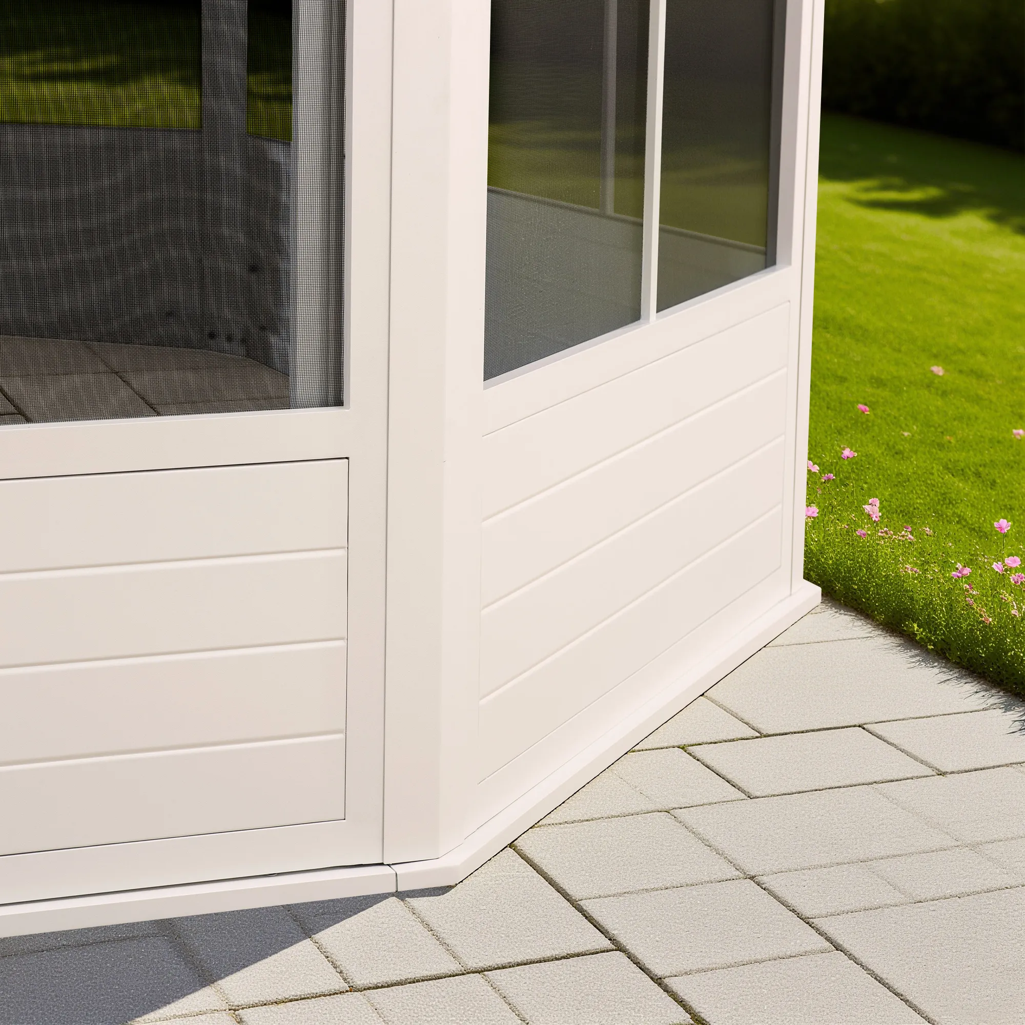 SUNJOY 12 ft. x 16 ft. Cape Blue Hardtop Screenhouse - White/Tan - Image 14