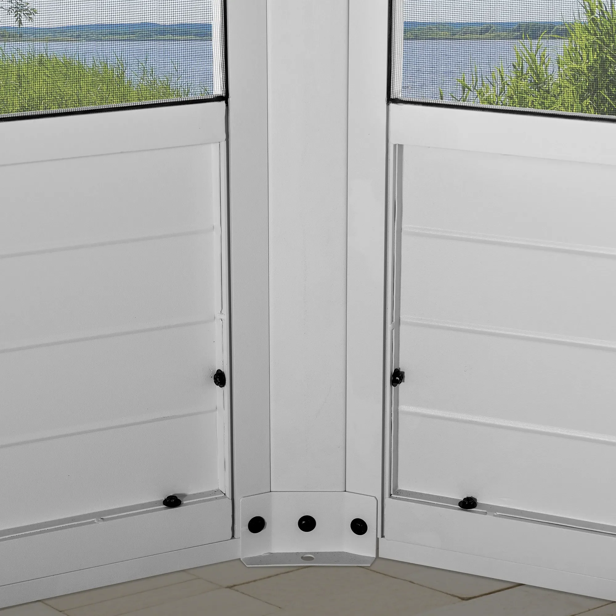 SUNJOY 12 ft. x 16 ft. Cape Blue Hardtop Screenhouse - White/Tan - Image 7
