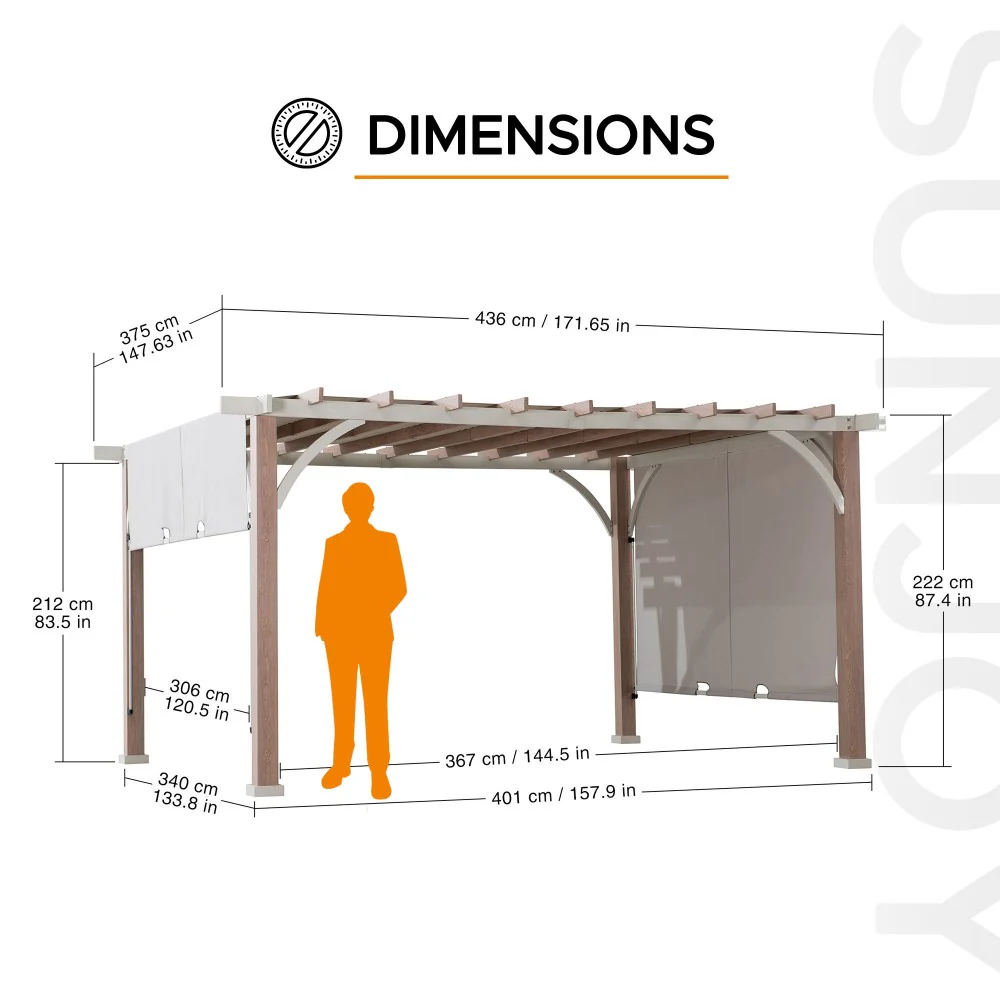 Palladio 12x14 Lounging Pergola - Matte Carbon & Chalk Grey - Image 4