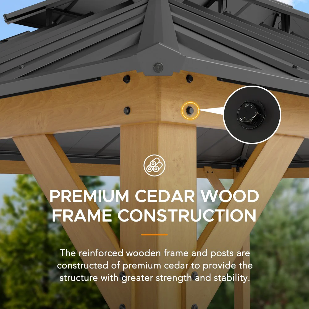 Hampton Double-Roof Cedar Gazebo, 12x16 - Image 5