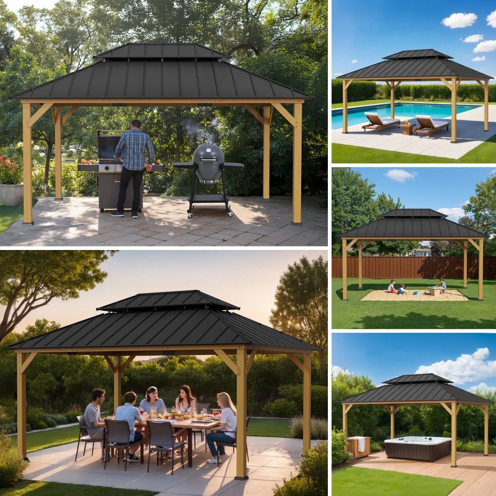 Hampton Double-Roof Cedar Gazebo, 12x16 - Image 9