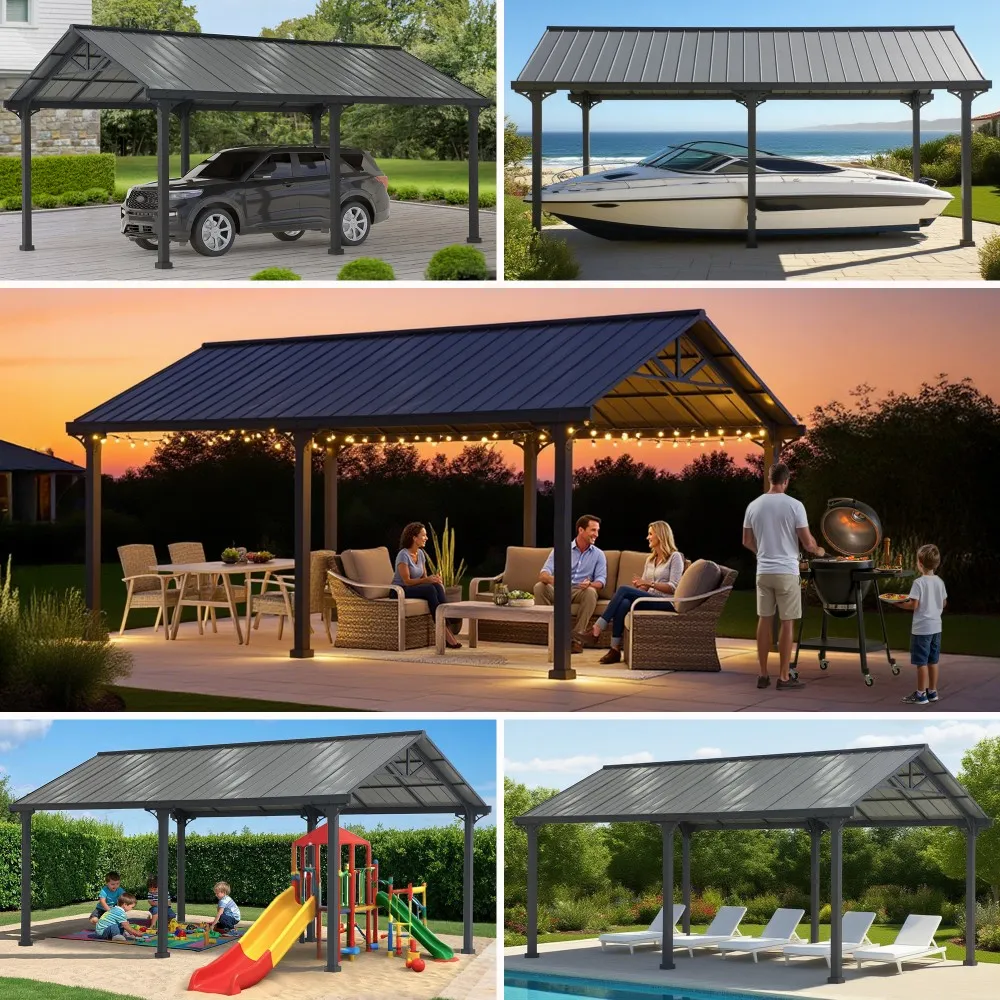 Armored Gable-Roof Steel Carport, 12x20 - Image 10