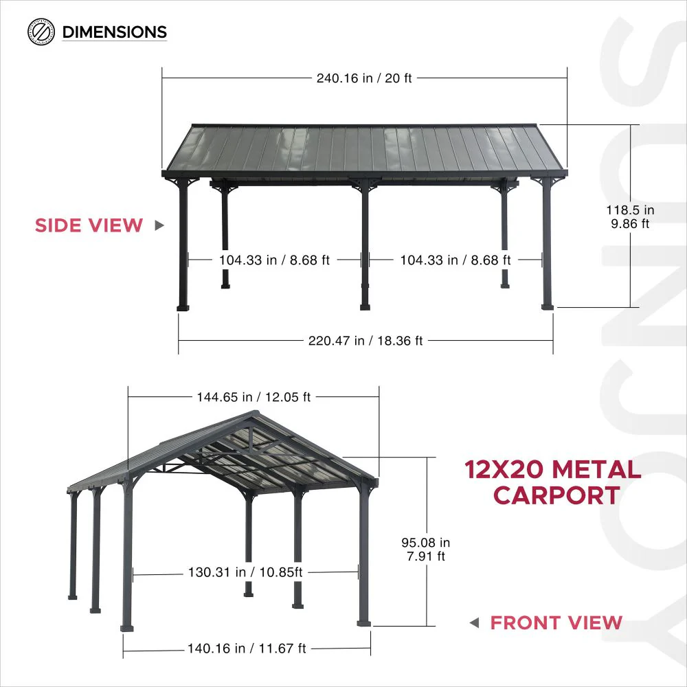Armored Gable-Roof Steel Carport, 12x20 - Image 4