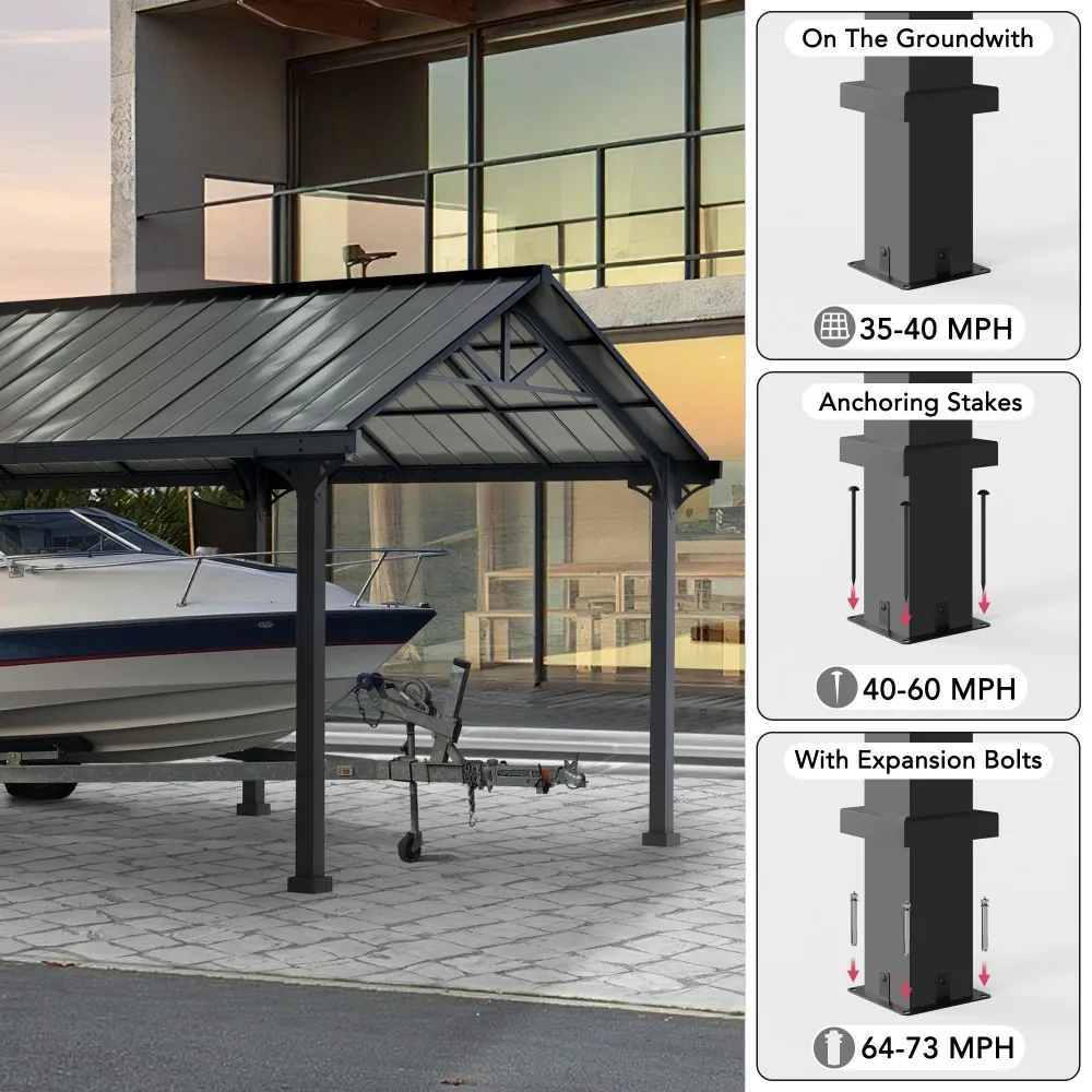 Armored Gable-Roof Steel Carport, 12x20 - Image 5
