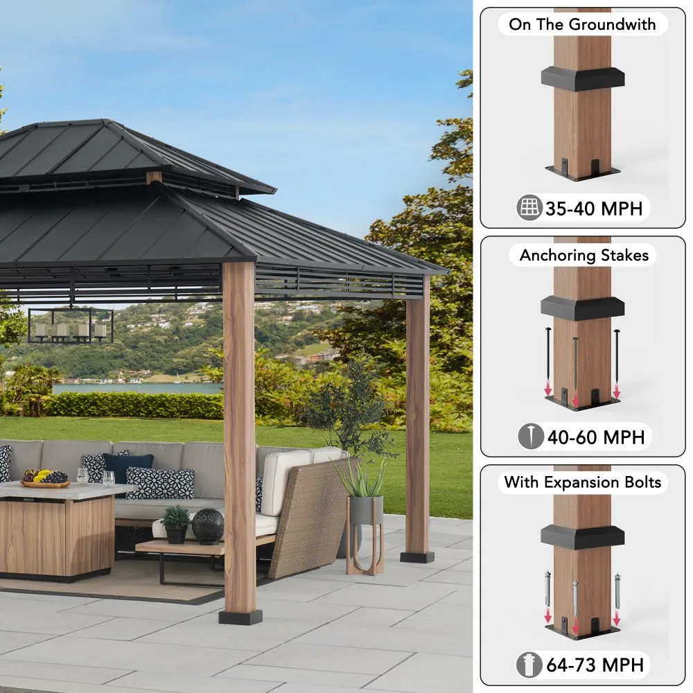 Summit Heavy-Duty Double-Roof Gazebo, 13x15 - Image 4