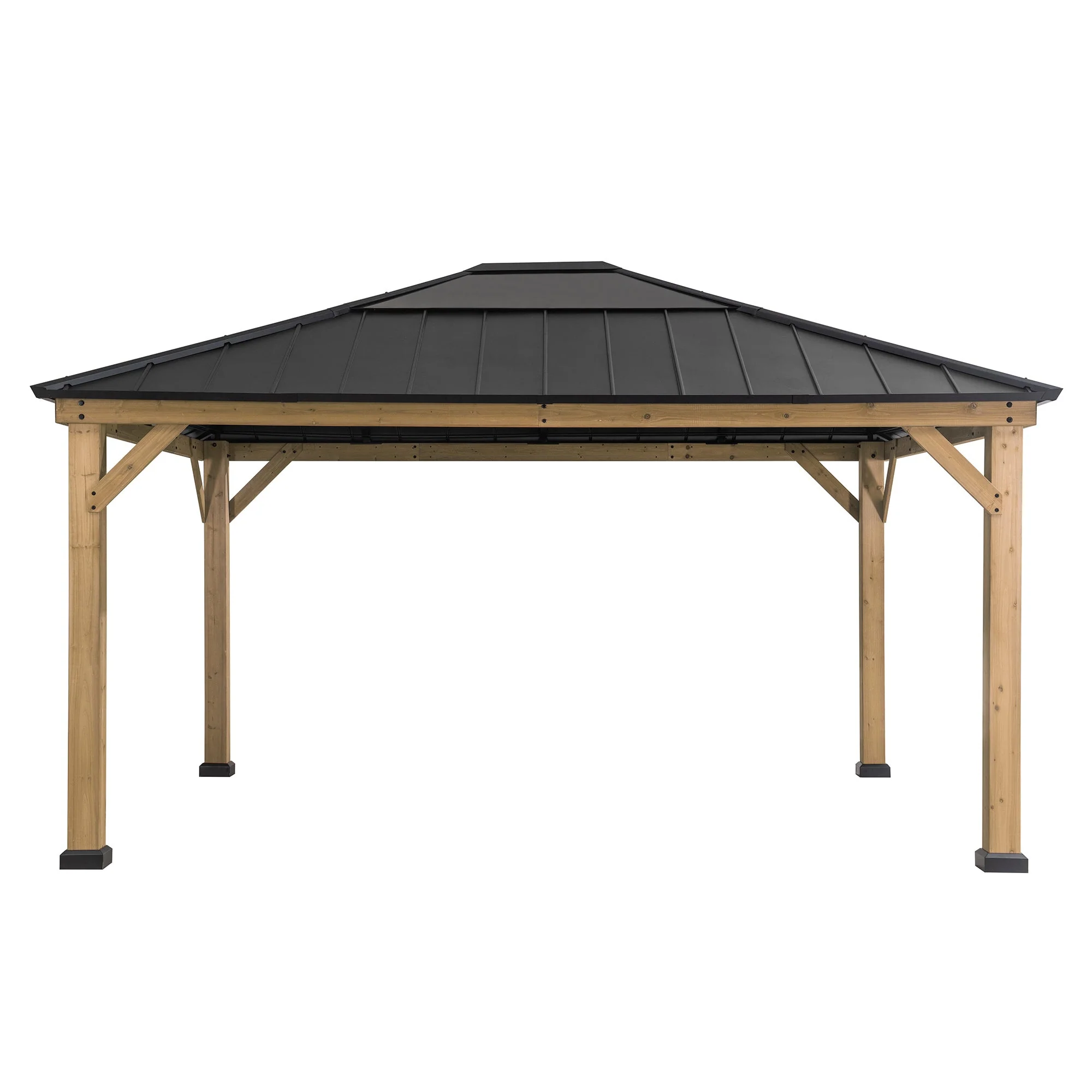 Classic Wooden Hardtop Gazebo 13' x 15' - Natural Cedar - Image 15