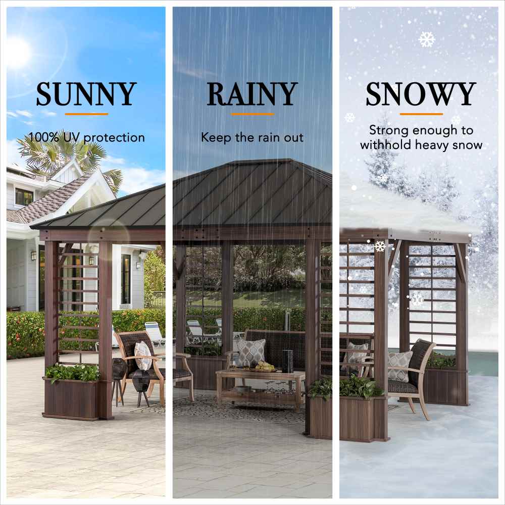 Meridian Planter Gazebo 13' x 15' - Shadow Black - Image 11