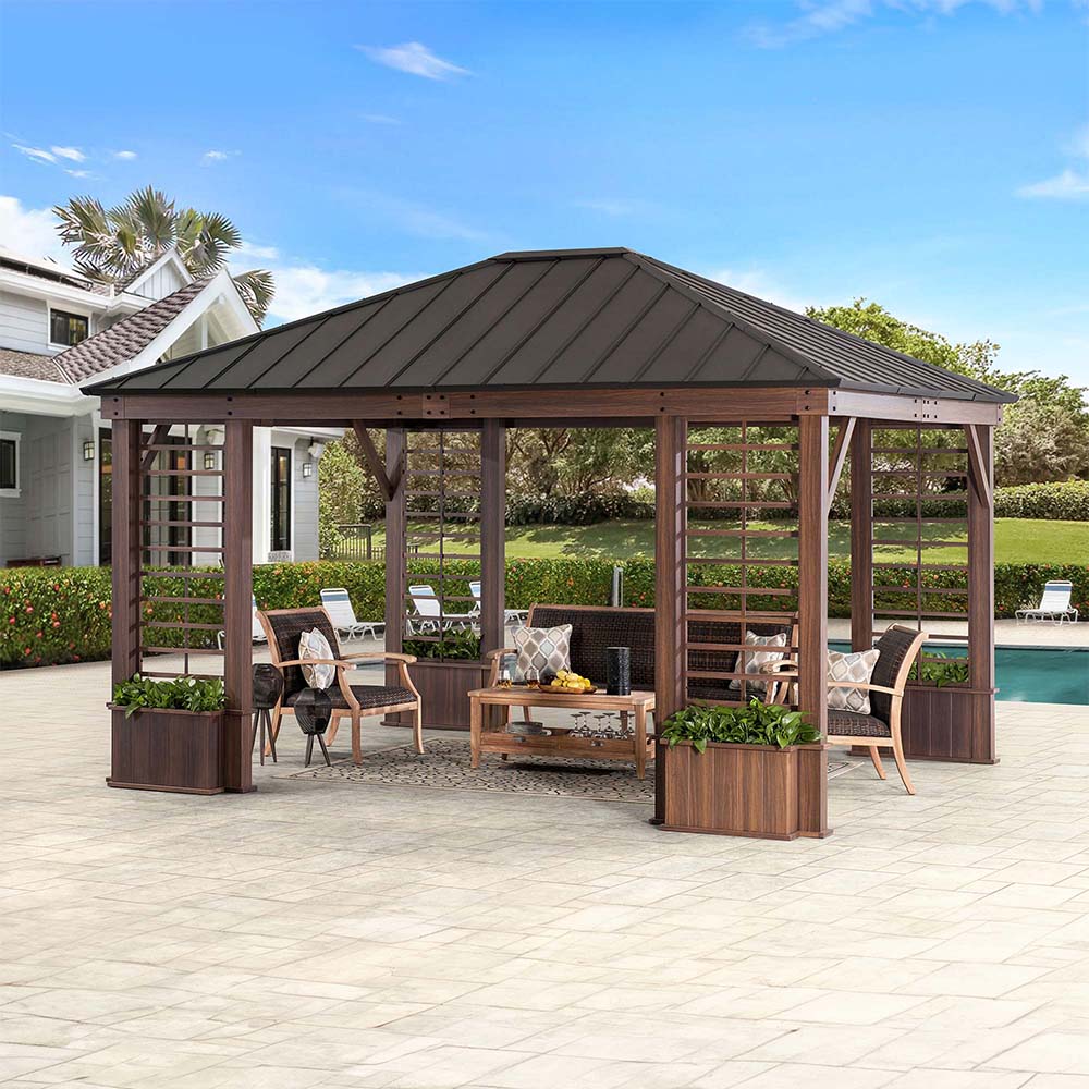 Meridian Planter Gazebo 13' x 15' - Shadow Black - Image 2