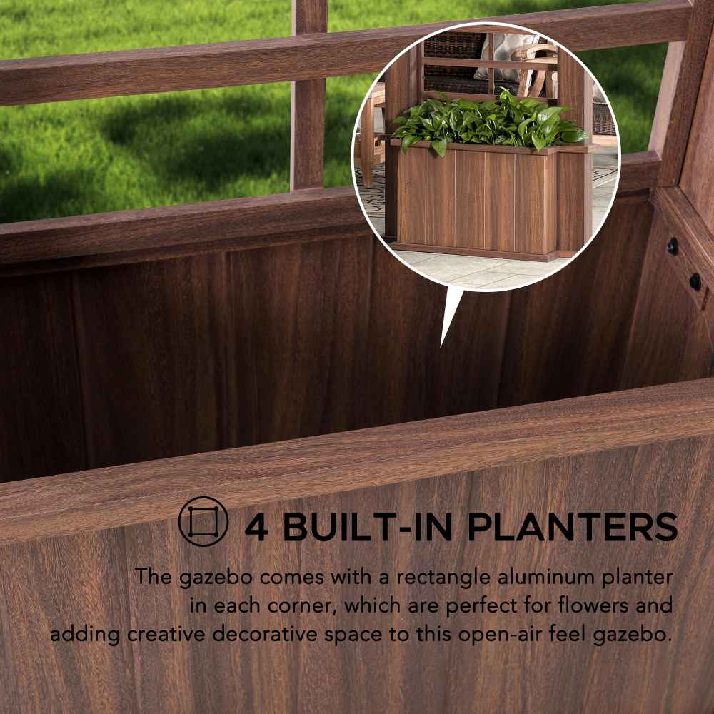 Meridian Planter Gazebo 13' x 15' - Shadow Black - Image 4