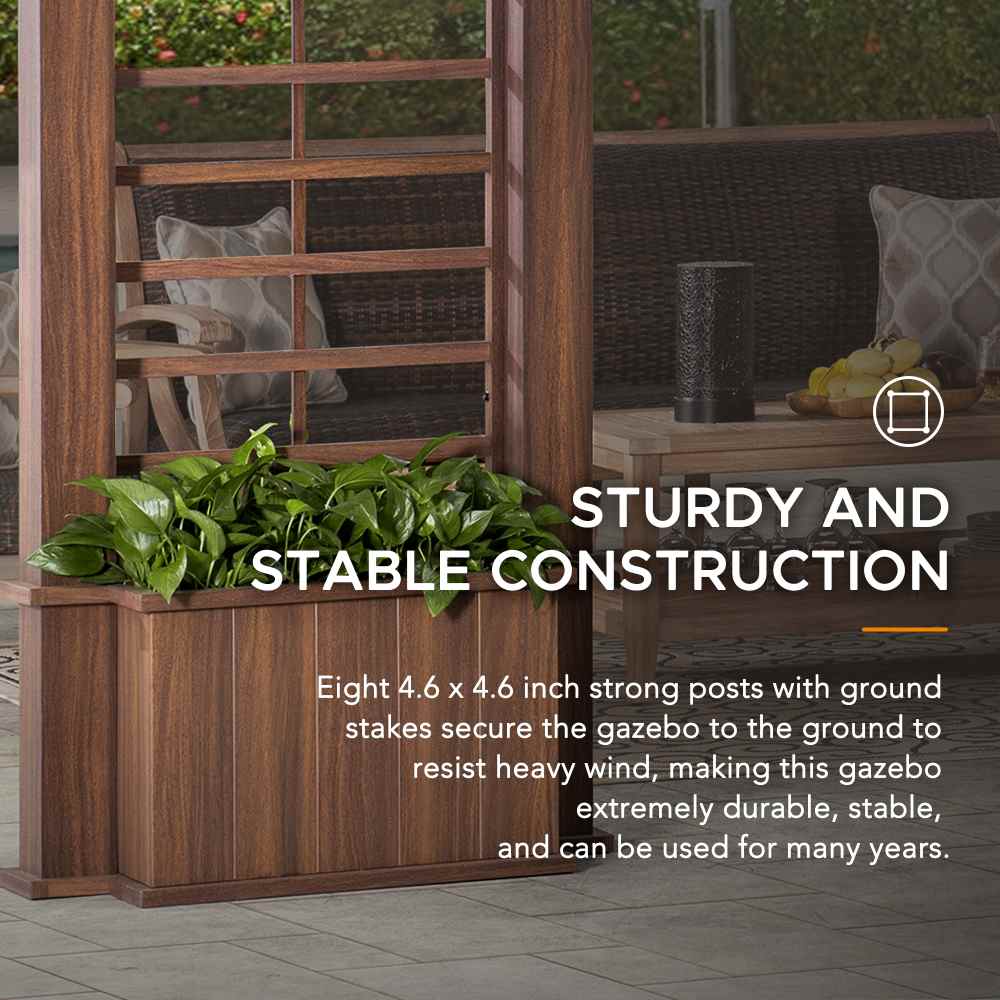 Meridian Planter Gazebo 13' x 15' - Shadow Black - Image 6
