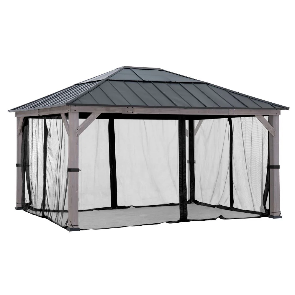 Gazebo Mosquito Netting for 13 ft. x 15 ft. Wooden Gazebos - Black