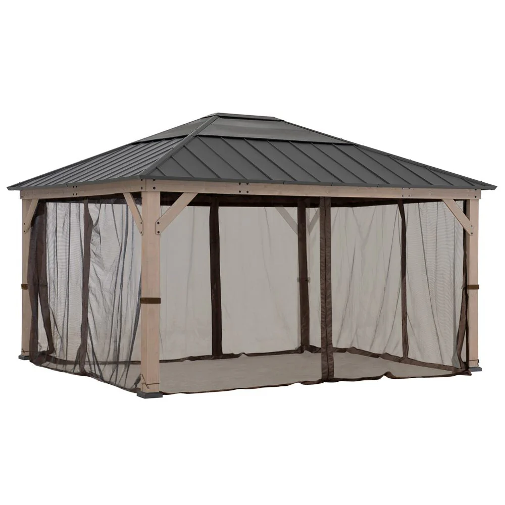 Gazebo Mosquito Netting for 13 ft. x 15 ft. Wooden Gazebos - Brown