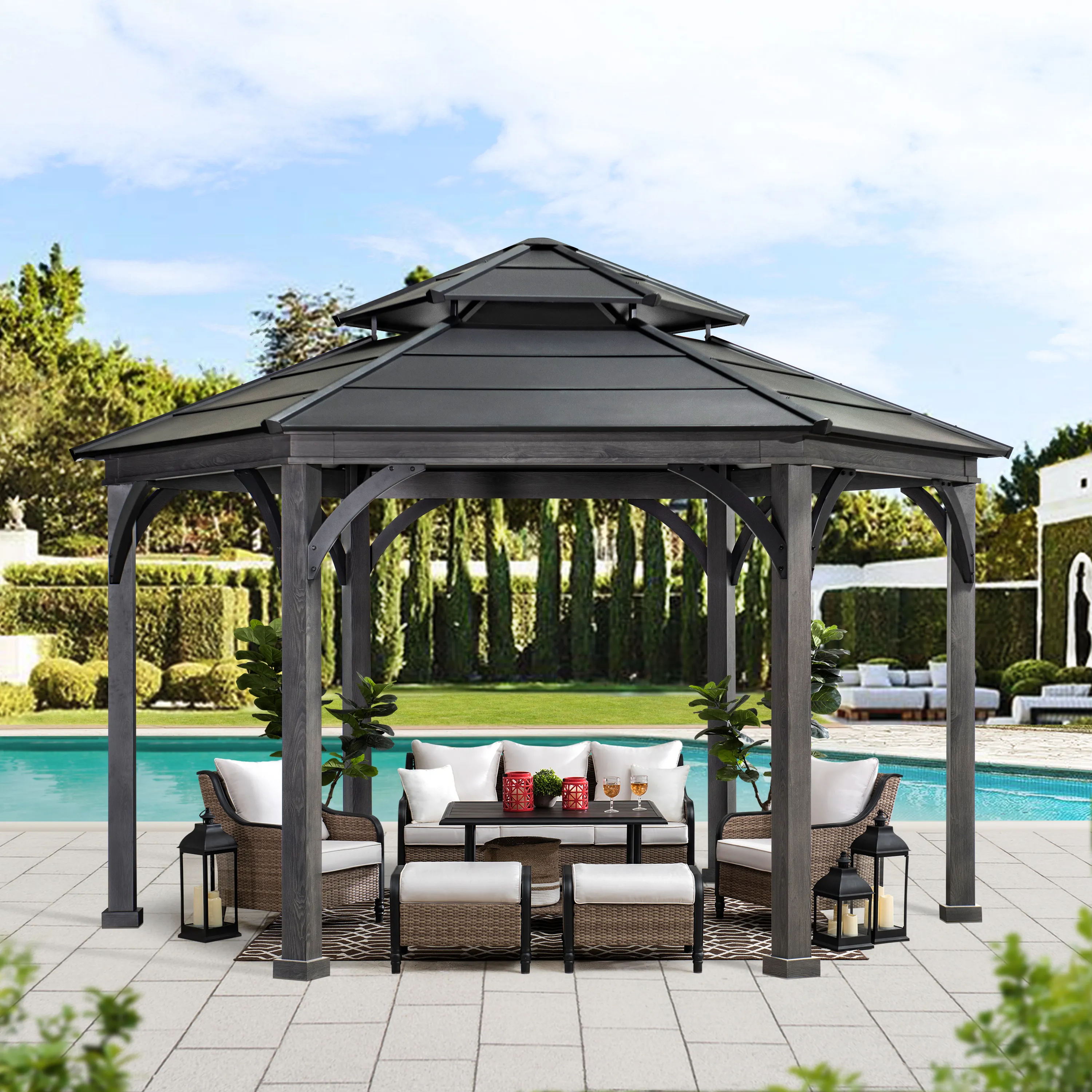 SUNJOY Ashland Hexagon Hardtop Gazebo - Image 10