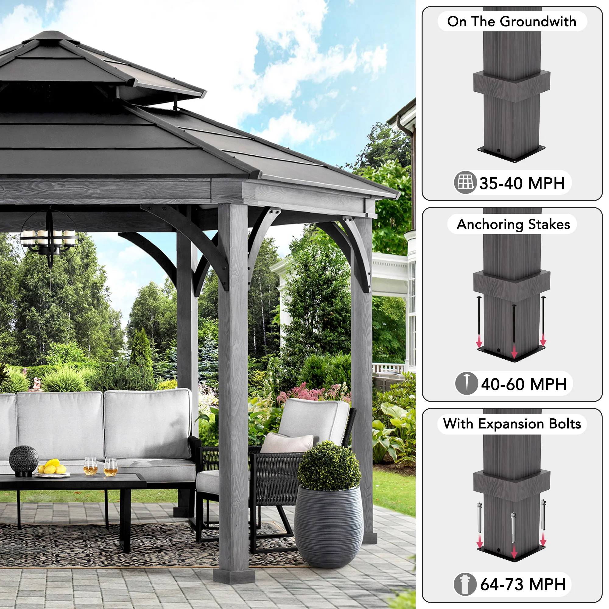 SUNJOY Ashland Hexagon Hardtop Gazebo - Image 4