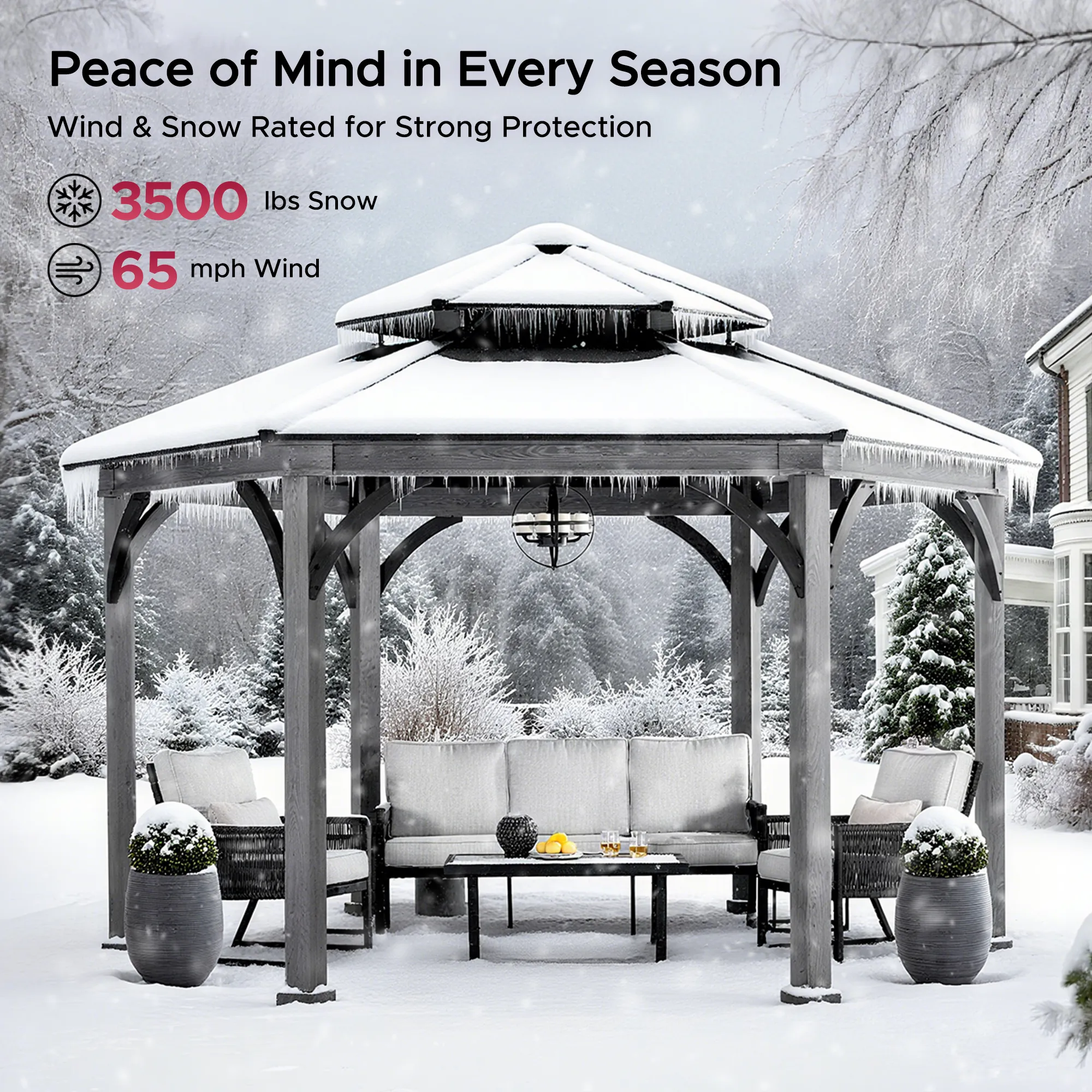 SUNJOY Ashland Hexagon Hardtop Gazebo - Image 8