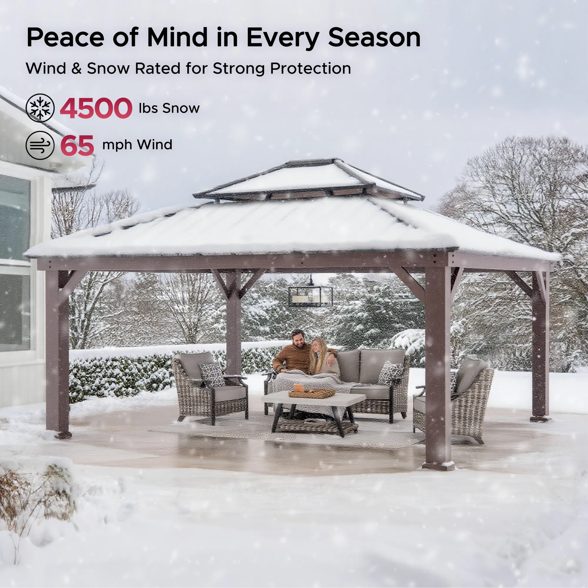 Double-Tier Metal Gazebo 16' x 18' - Wood Grain - Image 10