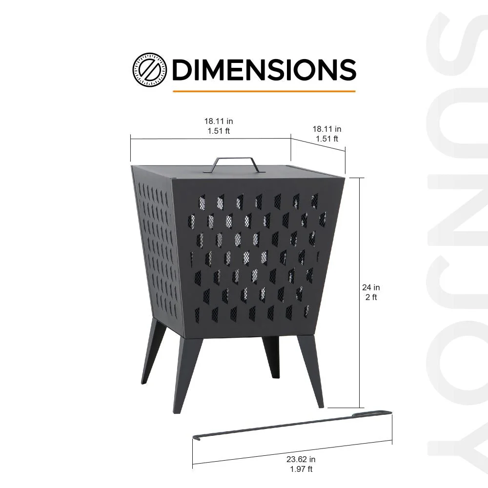 Compact Round Steel Wood Burning Fire Pit 18" - Image 3